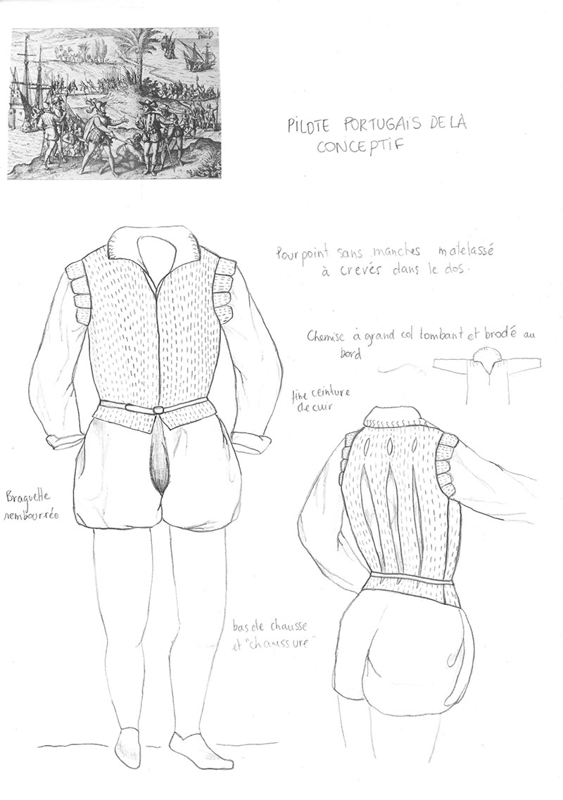 Croquis 2 du costume de scène de L'esclave de Magellan