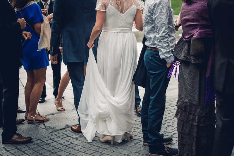 Traine de la robe de mariée