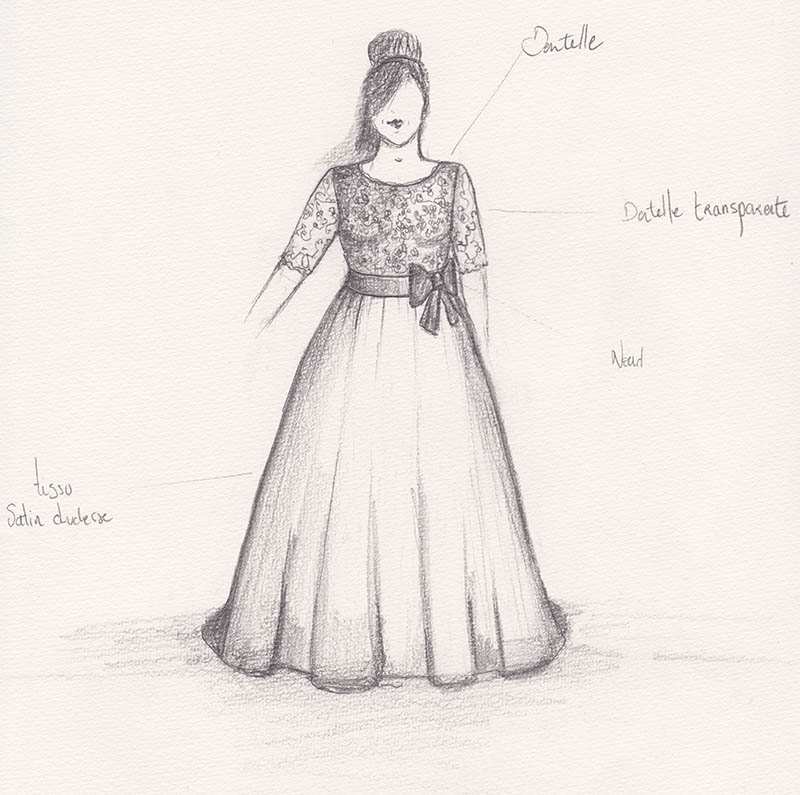 Croquis de la robe de mariée de vue face