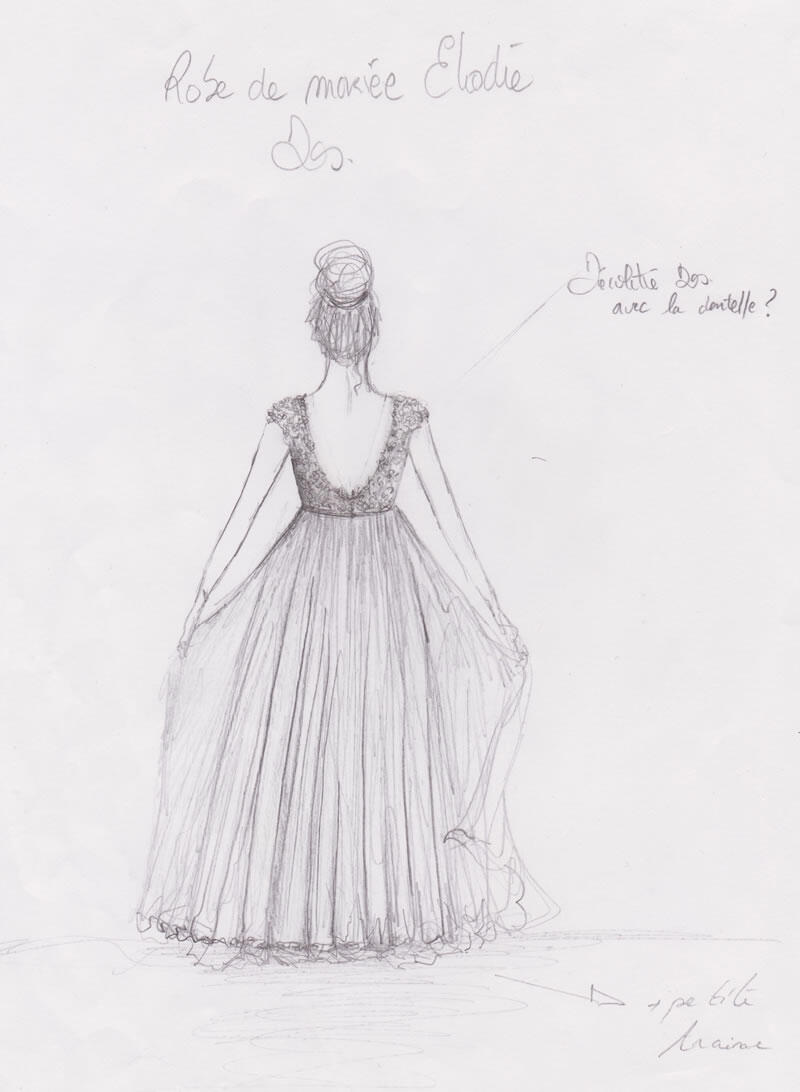croquis robe de mariée vue arrière