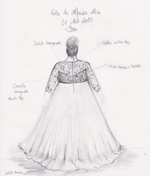 Croquis de la robe de mariée d'Alice vue arrière