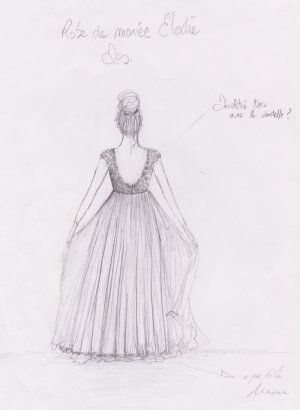 croquis robe de mariée vue arrière