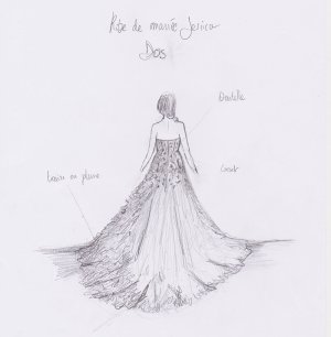 Croquis de la robe de mariée de Jessica vue de dos