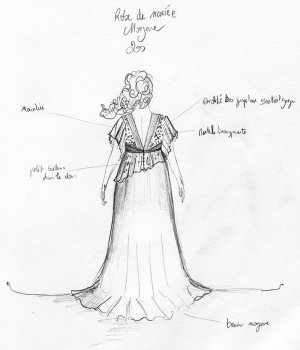 Croquis robe de mariee sur mesure arrière